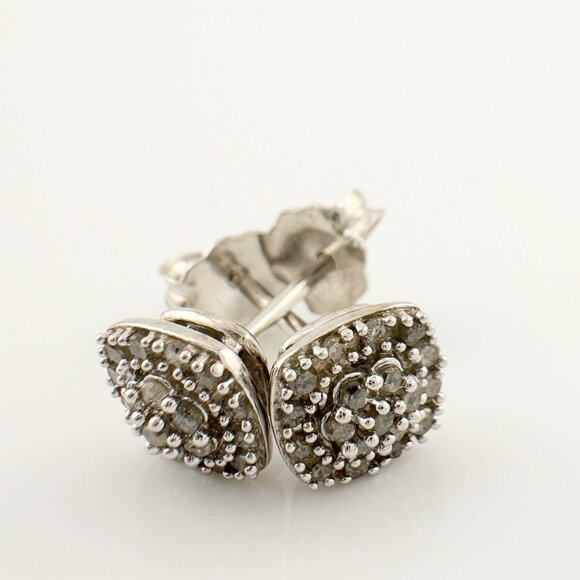 Beautiful Natural 1/4 ct Cushion Cut Diamond Stud Earrings - Picture 6 of 10